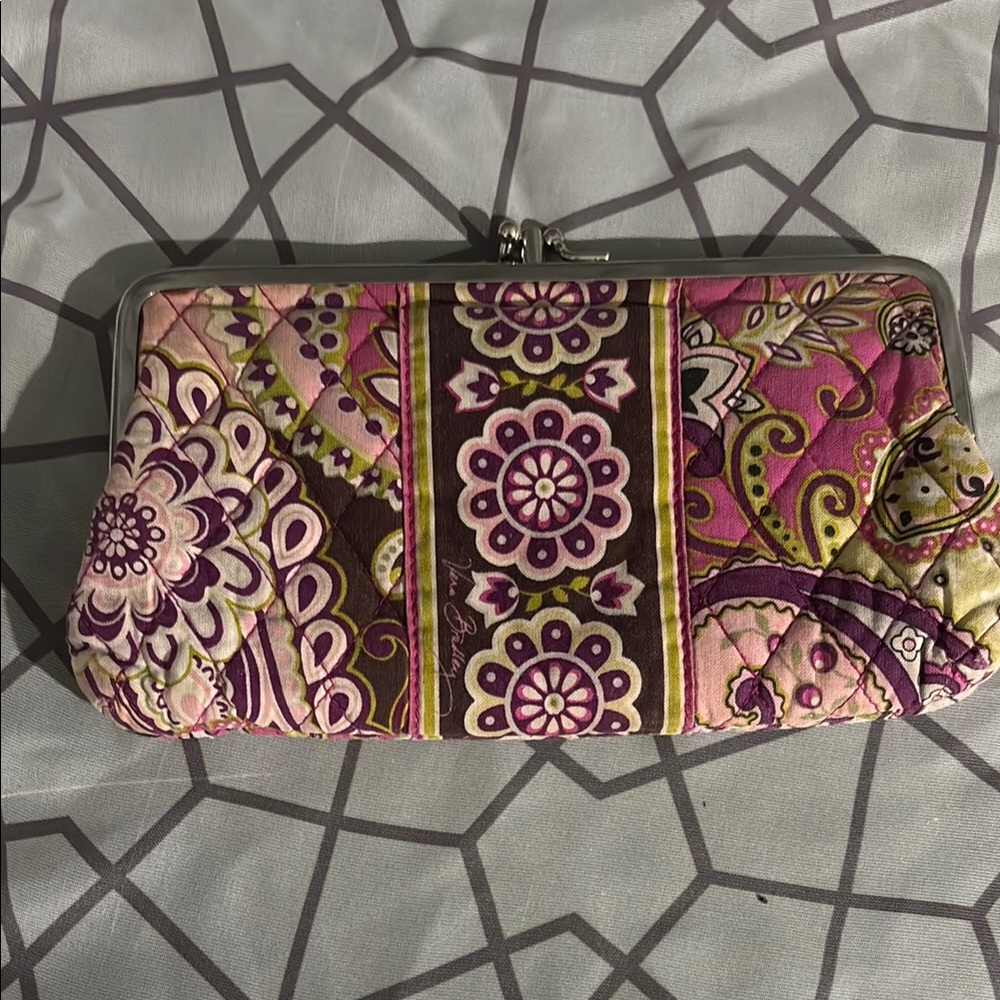 Vera Bradley Pink and Purple Paisley Clutch